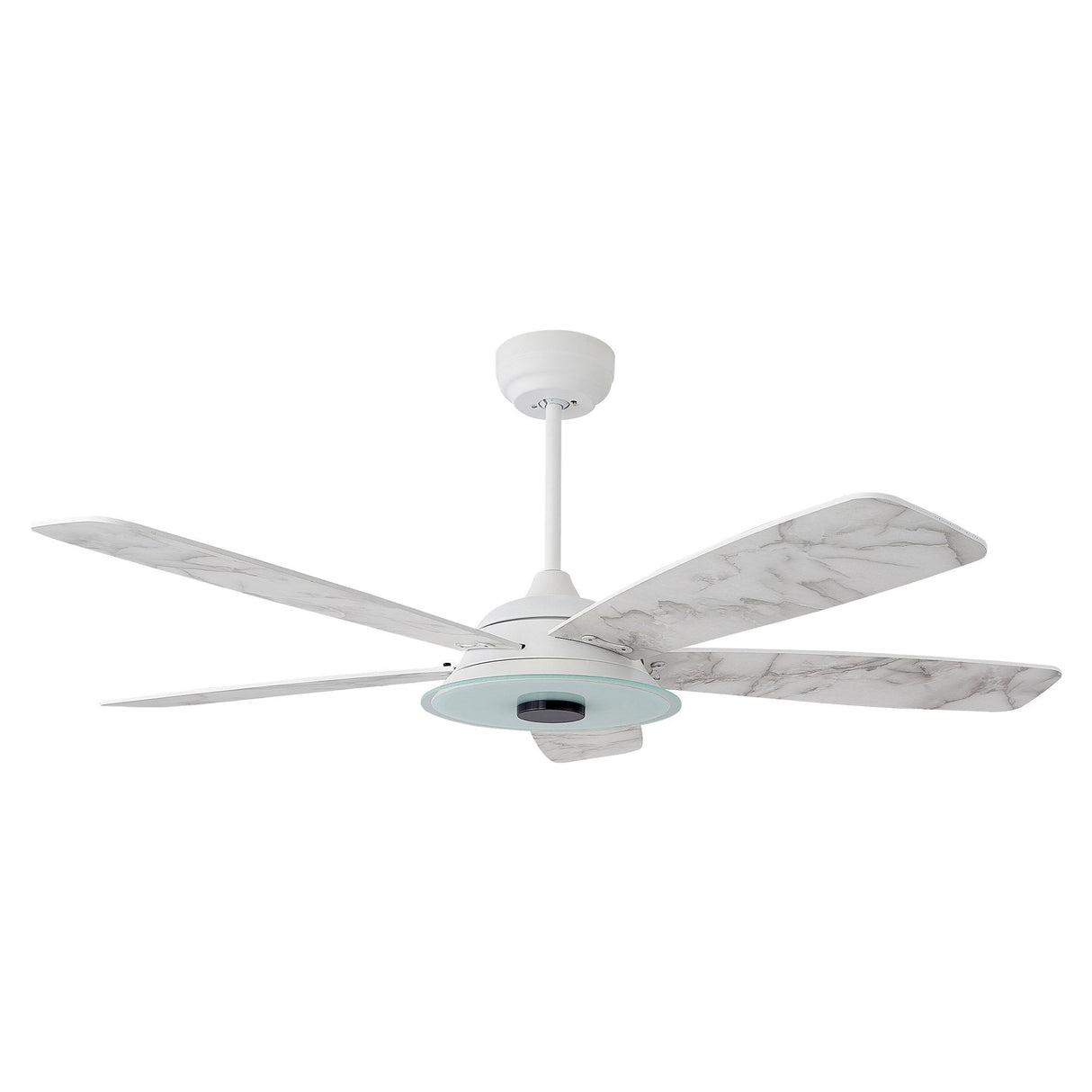 Journey 52 Inch 5 Blade Smart Ceiling Fan With Led Light Kit Remote White Marble Pattern
