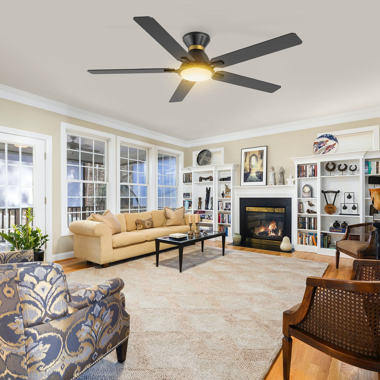 ESPEAR 52 In 5 Blade Smart Ceiling Fan With Integrated LED Lights With Google Home