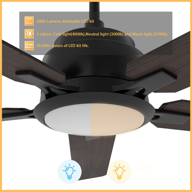 ESPEAR 52 inch 5-Blade Smart Ceiling Fan with LED Light & Remote