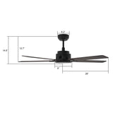 ESPEAR 52 inch 5-Blade Smart Ceiling Fan with LED Light & Remote