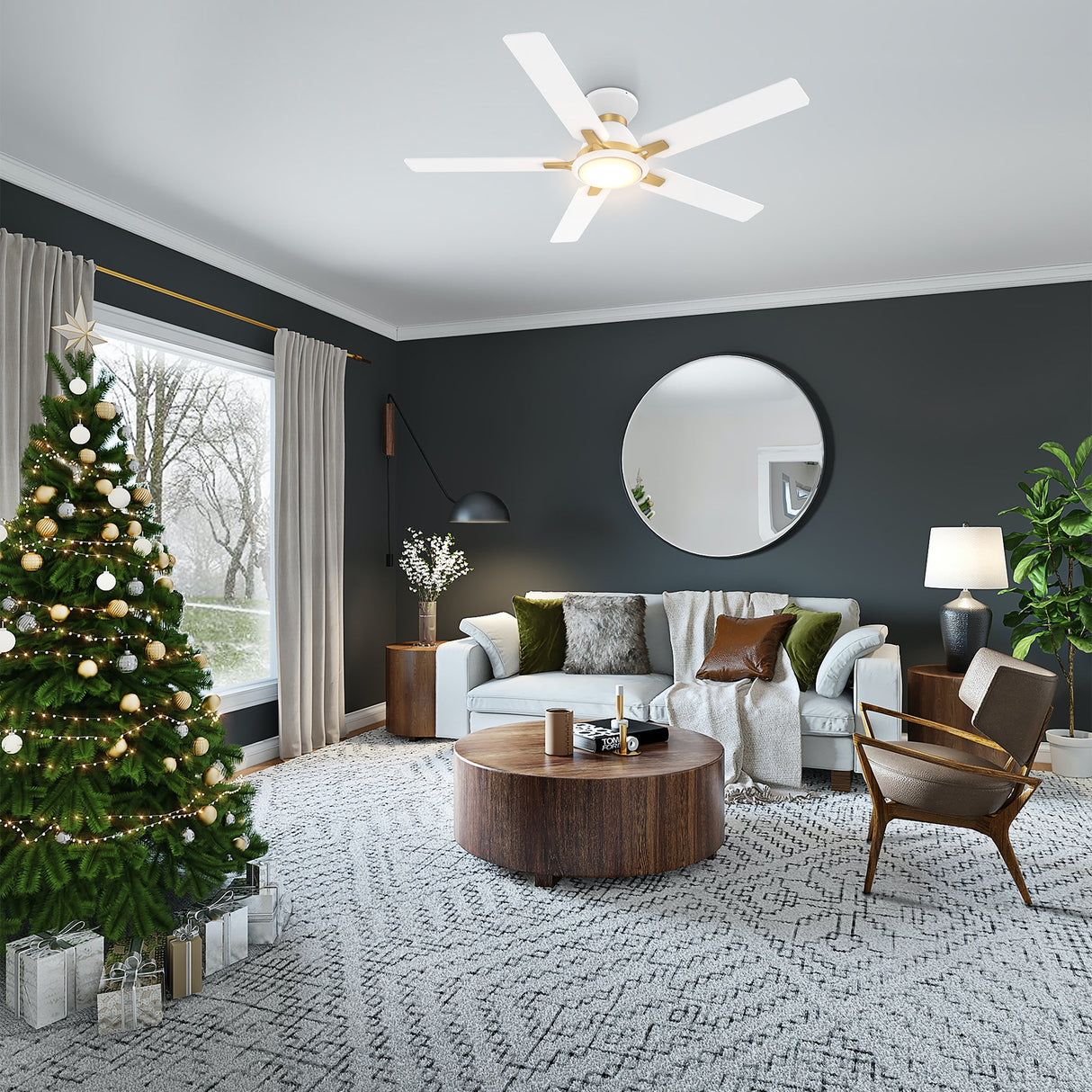 ESPEAR 52 In 5 Blade Smart Ceiling Fan With Integrated LED Lights With Google Home