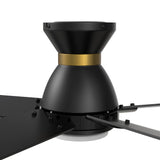 Ascender 52 Inch 5 Blade Flush Mount Smart Ceiling Fan With Led Light Remote Control Black Black Gold Rim