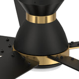 Ascender 52 Inch 5 Blade Flush Mount Smart Ceiling Fan With Led Light Remote Control Black Black Gold Rim