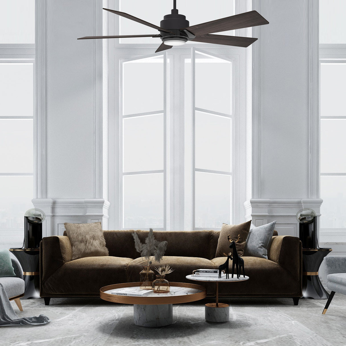 ASCENDER 52 In 5 Blade Smart Ceiling Fan With Integrated LED Lights With Google Home