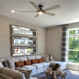 Ascender 52 Inch 5 Blade Flush Mount Smart Ceiling Fan With Led Light Remote Control Black Black Gold Rim