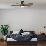 Ascender 52 Inch 5 Blade Flush Mount Smart Ceiling Fan With Led Light Remote Control Black Black Gold Rim