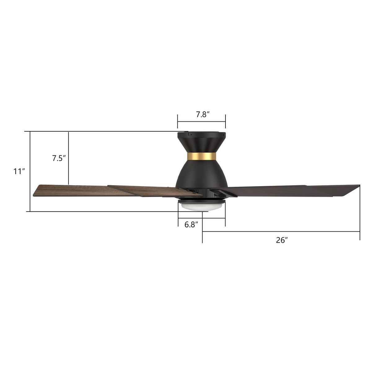 Ascender 52 Inch 5 Blade Flush Mount Smart Ceiling Fan With Led Light Remote Control Black Black Gold Rim
