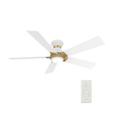 Ascender 52 Inch 5 Blade Flush Mount Smart Ceiling Fan With Led Light Remote Control Black Black Gold Rim