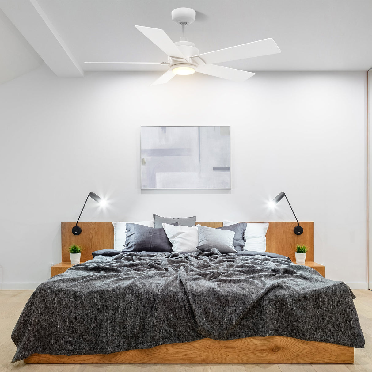 ASCENDER 52 In 5 Blade Smart Ceiling Fan With Integrated LED Lights With Google Home