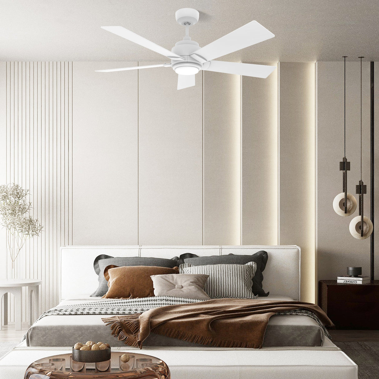ASCENDER 52 In 5 Blade Smart Ceiling Fan With Integrated LED Lights With Google Home
