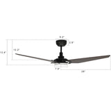 KAJ 56 In 3 Blade Smart Ceiling Fan With Integrated LED Lights With Google Home