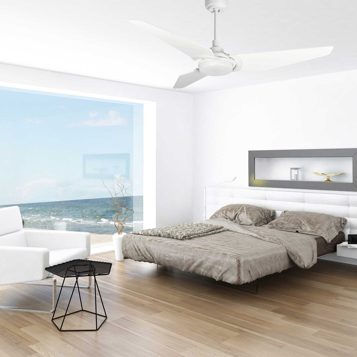 KAJ 56 In 3 Blade Smart Ceiling Fan With Integrated LED Lights With Google Home