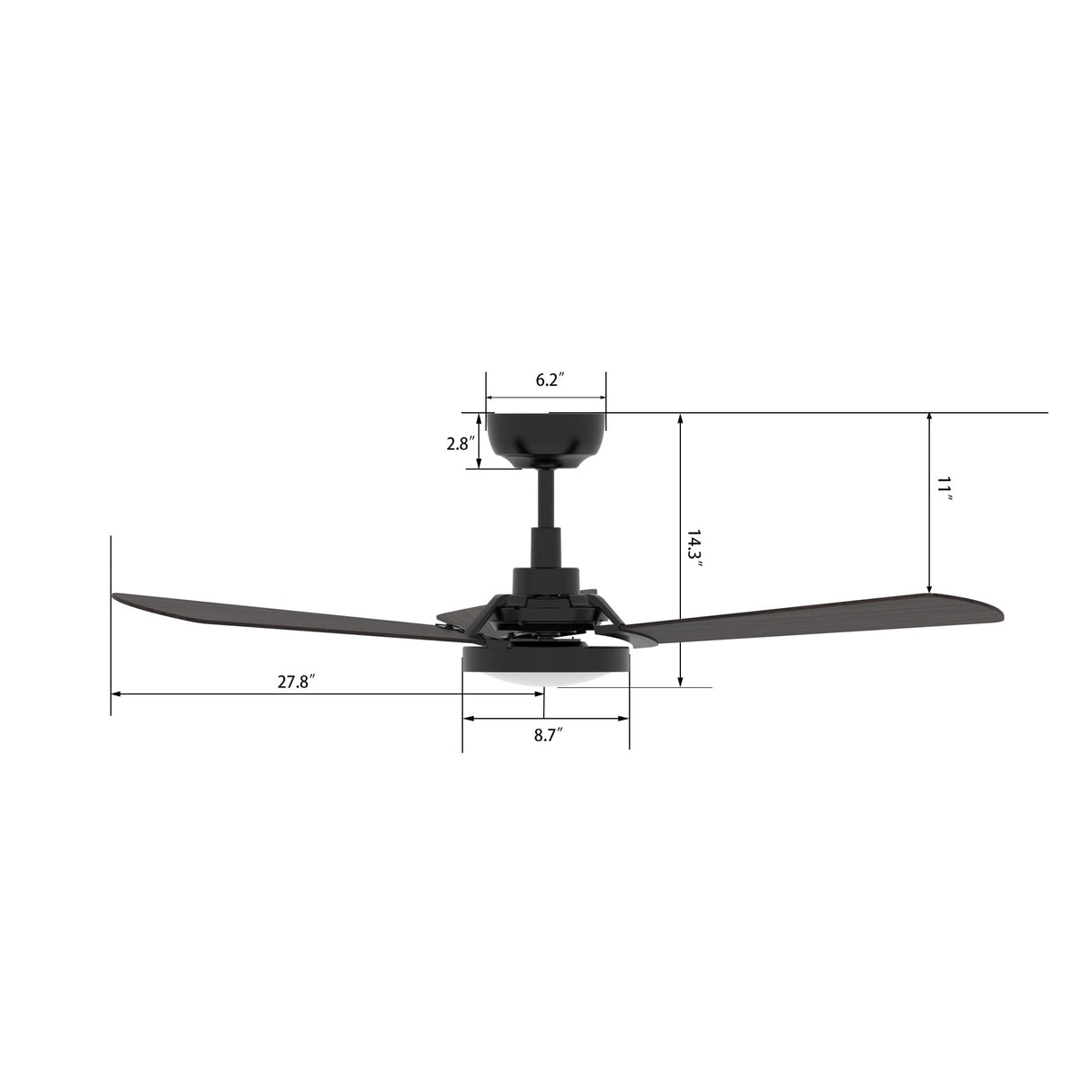 BRISA 56 In 3 Blade Smart Ceiling Fan With Integrated LED Lights With Google Home