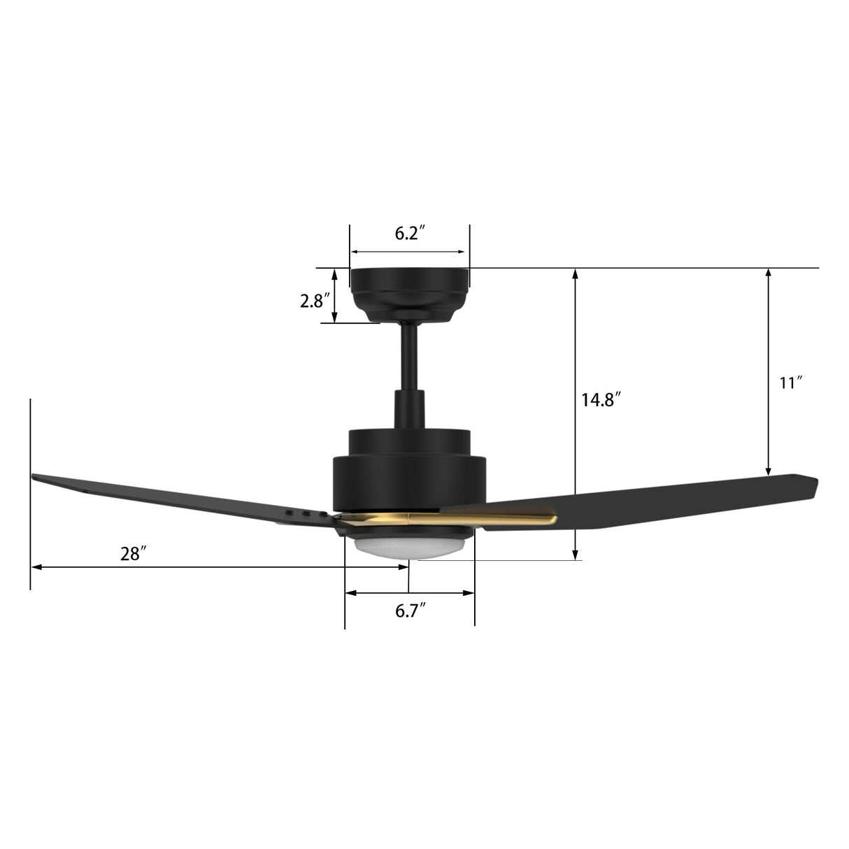 CALEN 56 In 3 Blade Smart Ceiling Fan With Integrated LED Lights With Google Home