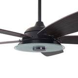 Journey 56 Inch 5 Blade Smart Ceiling Fan With Led Light Kit Remote Black Dark Wood Grain