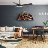 Journey 56 Inch 5 Blade Smart Ceiling Fan With Led Light Kit Remote Black Dark Wood Grain