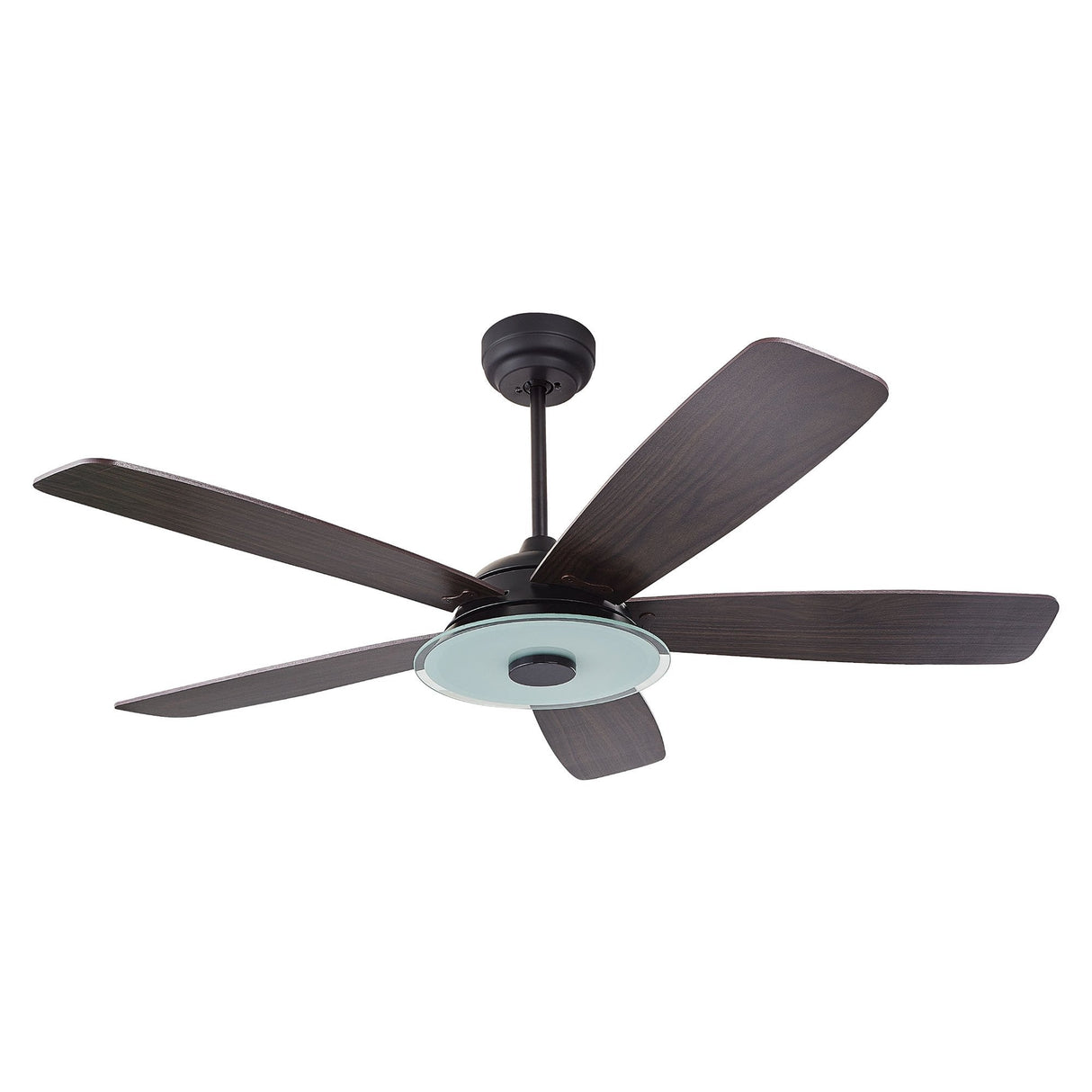 Journey 56 Inch 5 Blade Smart Ceiling Fan With Led Light Kit Remote Black Dark Wood Grain
