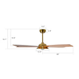 Journey 56 Inch 5 Blade Smart Ceiling Fan With Led Light Kit Remote Gold Wood Pattern