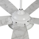 Journey 56 Inch 5 Blade Smart Ceiling Fan With Led Light Kit Remote White Marble Pattern