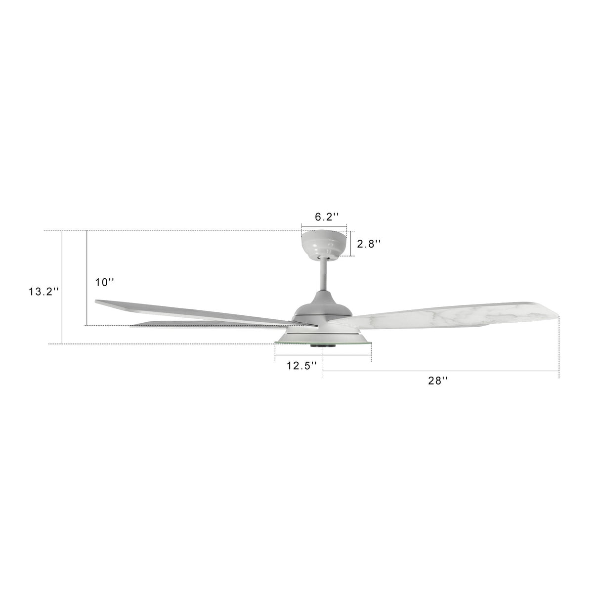 Journey 56 Inch 5 Blade Smart Ceiling Fan With Led Light Kit Remote White Marble Pattern