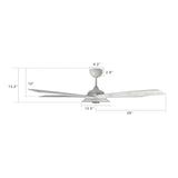 Journey 56 Inch 5 Blade Smart Ceiling Fan With Led Light Kit Remote White Marble Pattern