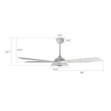 Journey 56 Inch 5 Blade Smart Ceiling Fan With Led Light Kit Remote White Marble Pattern