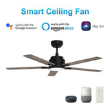 ESPEAR 56 In 5 Blade Smart Ceiling Fan With Integrated LED Lights With Google Home