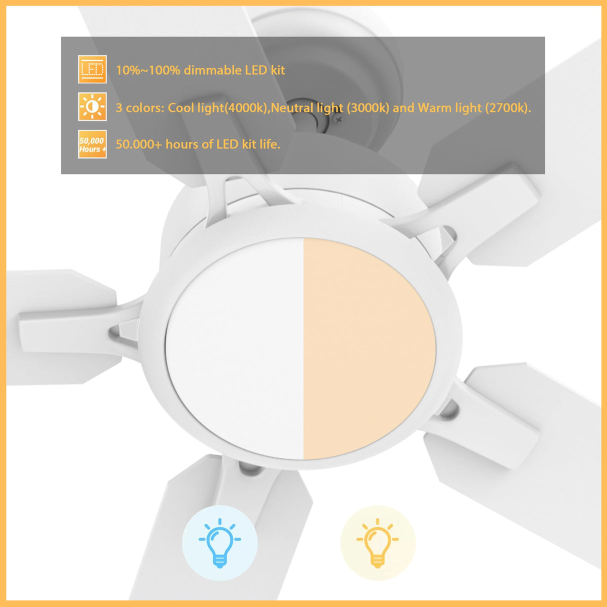 ESPEAR 56 In 5 Blade Smart Ceiling Fan With Integrated LED Lights With Google Home