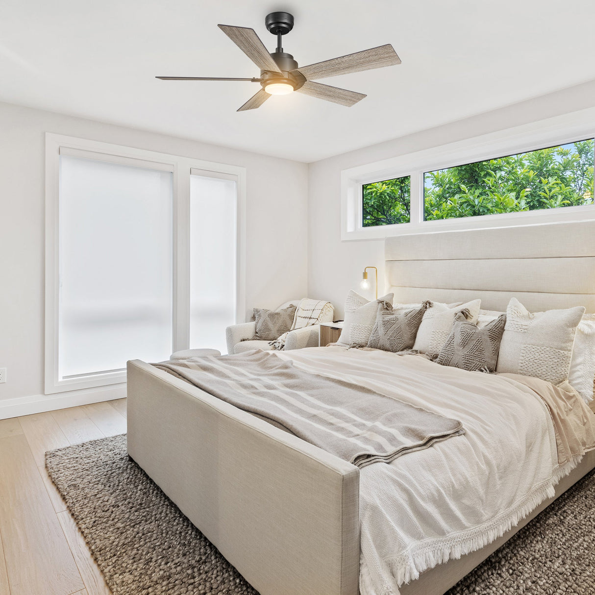 ASCENDER 56 In 5 Blade Smart Ceiling Fan With Integrated LED Lights With Google Home