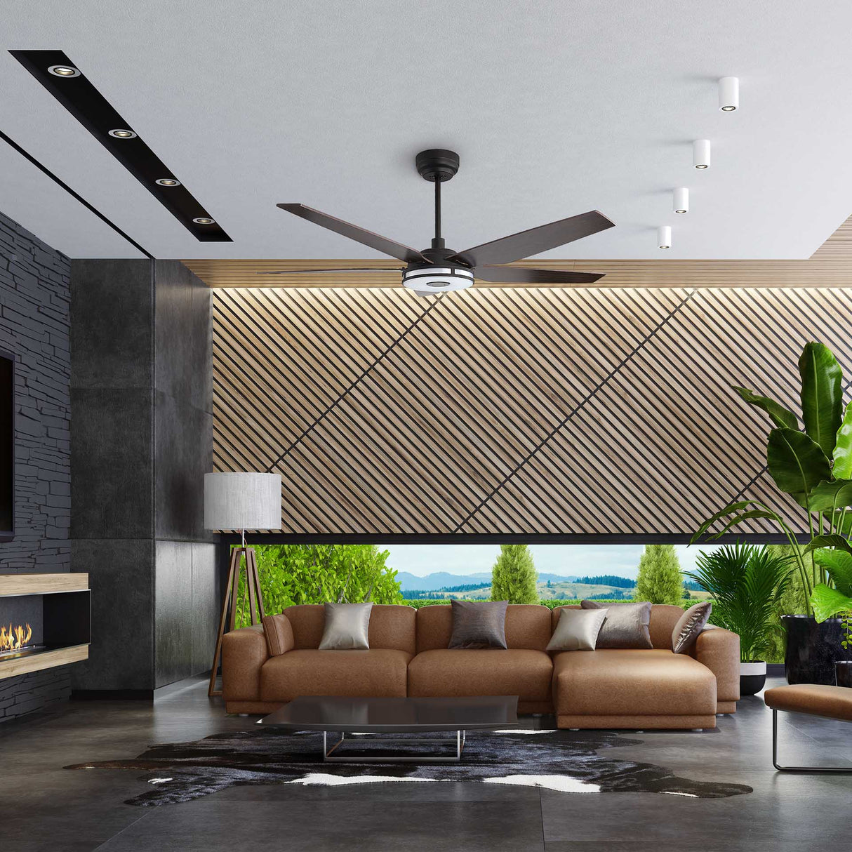 Elira 56 5 Blade Smart Ceiling Fan With Led Light Kit Remote Black Dark Wood