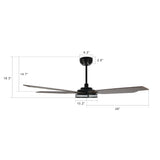 Elira 56 5 Blade Smart Ceiling Fan With Led Light Kit Remote Black Dark Wood