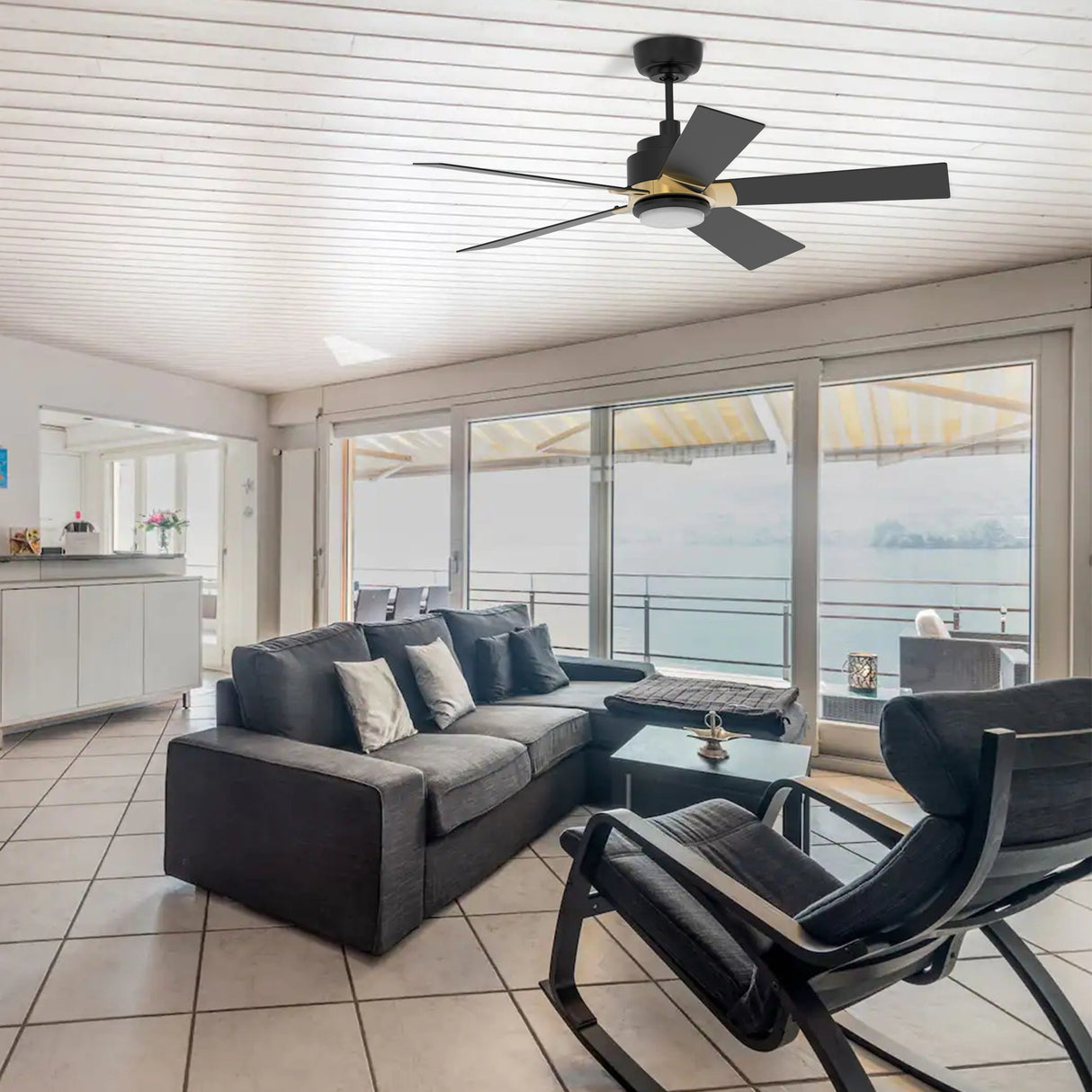 ASCENDER 52 In 5 Blade Smart Ceiling Fan With Integrated LED Lights With Google Home
