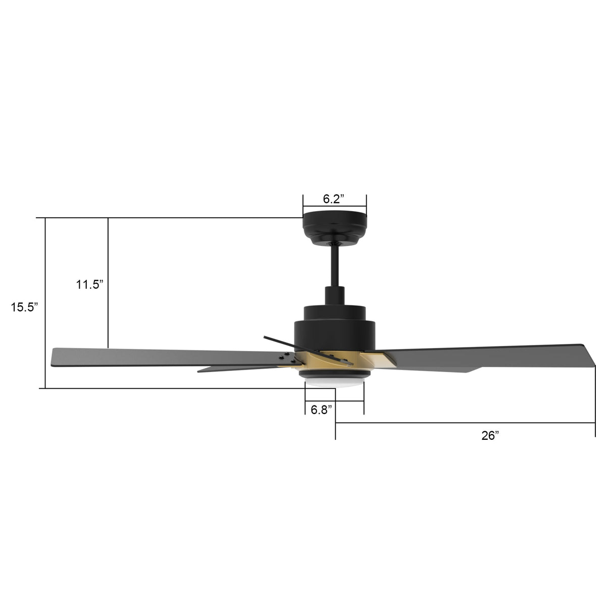 ASCENDER 52 In 5 Blade Smart Ceiling Fan With Integrated LED Lights With Google Home