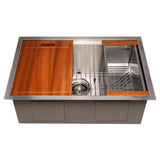 ZLINE 27 in. Garmisch Undermount Single Bowl Stainless Steel Kitchen Sink with Bottom Grid and Accessories (SLS-27)