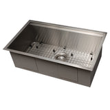ZLINE 30 in. Garmisch Undermount Single Bowl Stainless Steel Kitchen Sink with Bottom Grid and Accessories (SLS-30)