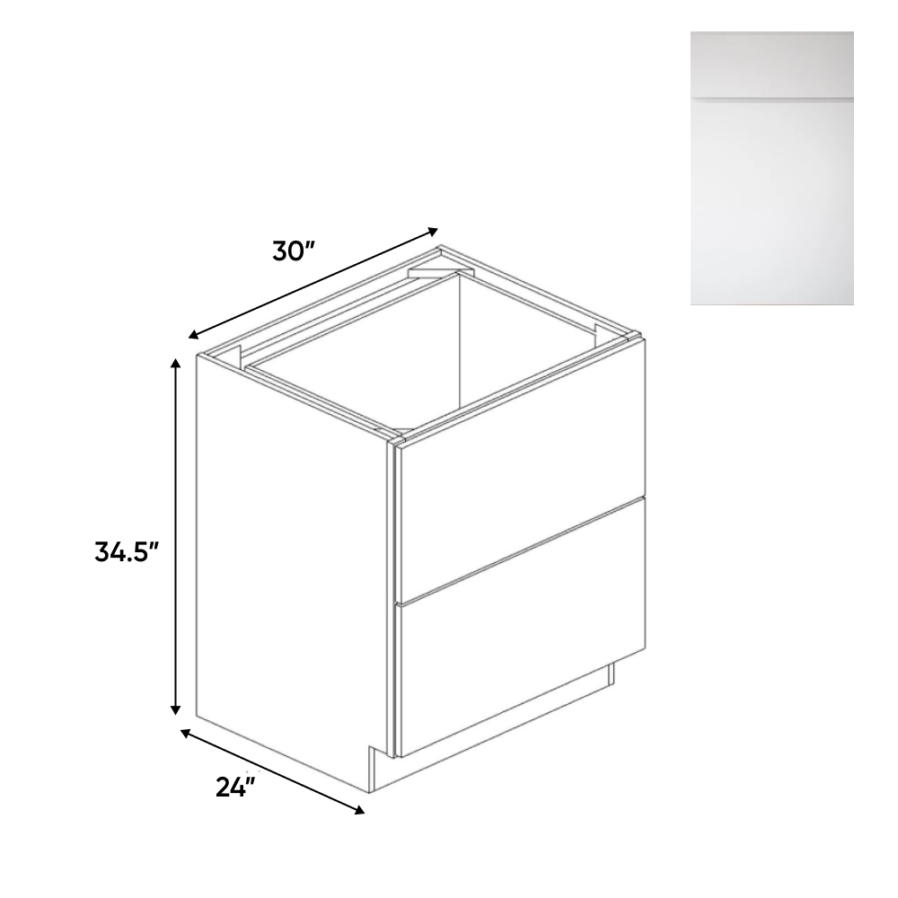 Sonoma White - Double Drawer Base Cabinets - 30"W x 34.5"H x 24"D - Pre Assembled