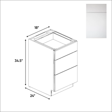 Sonoma White - Three Drawer Base Cabinets - 18"W x 34.5"H x 24"D - Pre Assembled