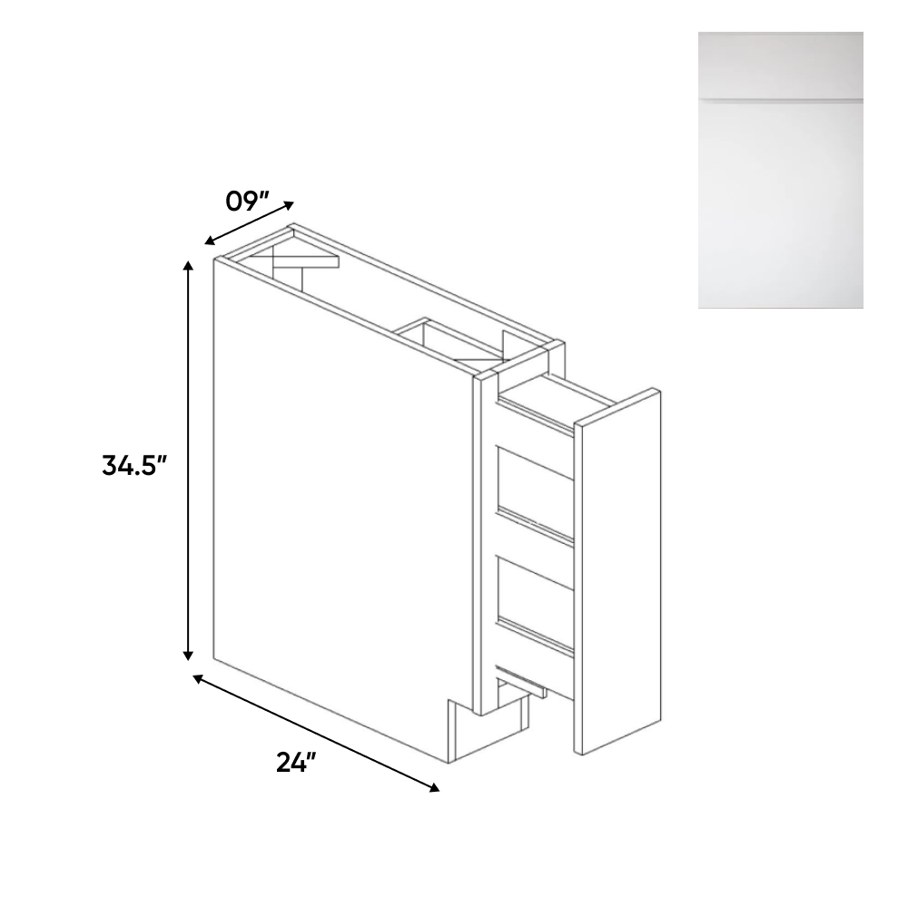 Sonoma White - Spice Rack Base Cabinets - 9"W x 34.5"H x 24"D - Pre Assembled