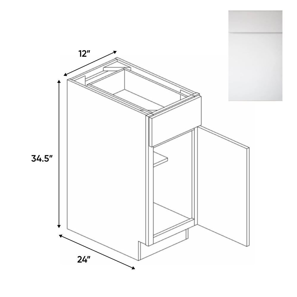 Sonoma White - Single Door Cabinets - 12"W x 34.5"H x 24"D - Pre Assembled