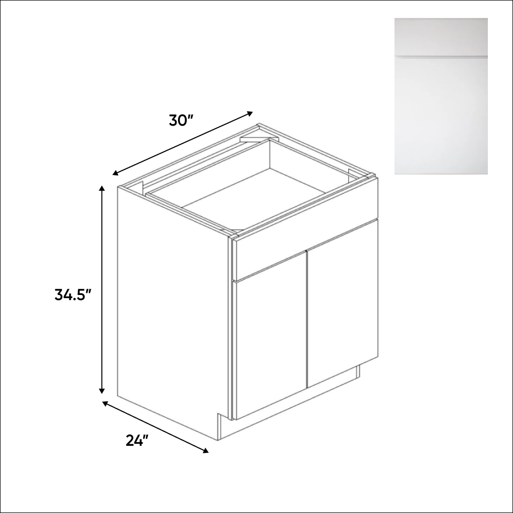 Sonoma White - Full Height Double Door Base Cabinets - 30"W x 34.5"H x 24"D - Pre Assembled