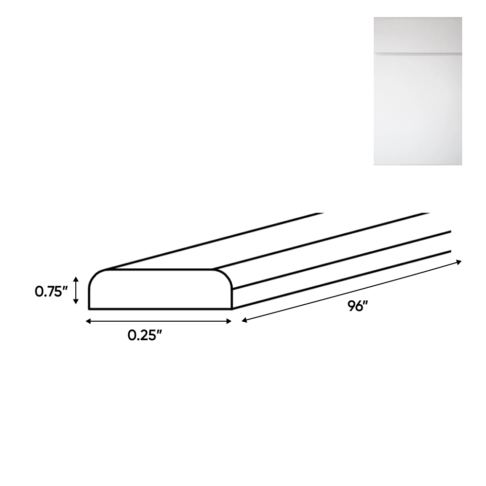 RTA - Sonoma White - Batten Molding - 96"W x 0.75"H x 0.25"D