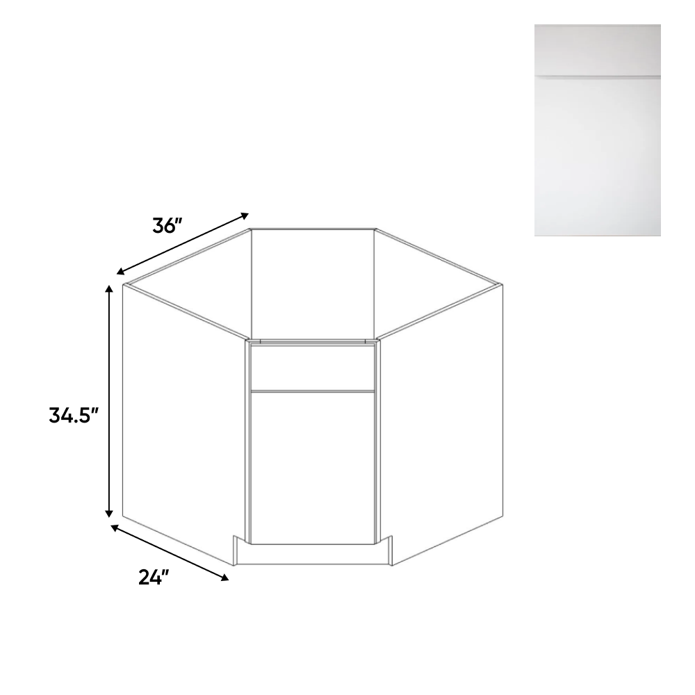 Sonoma White - Diagnonal Corner Sink Base Cabinets - 36"W x 34.5"H x 36"D - Pre Assembled