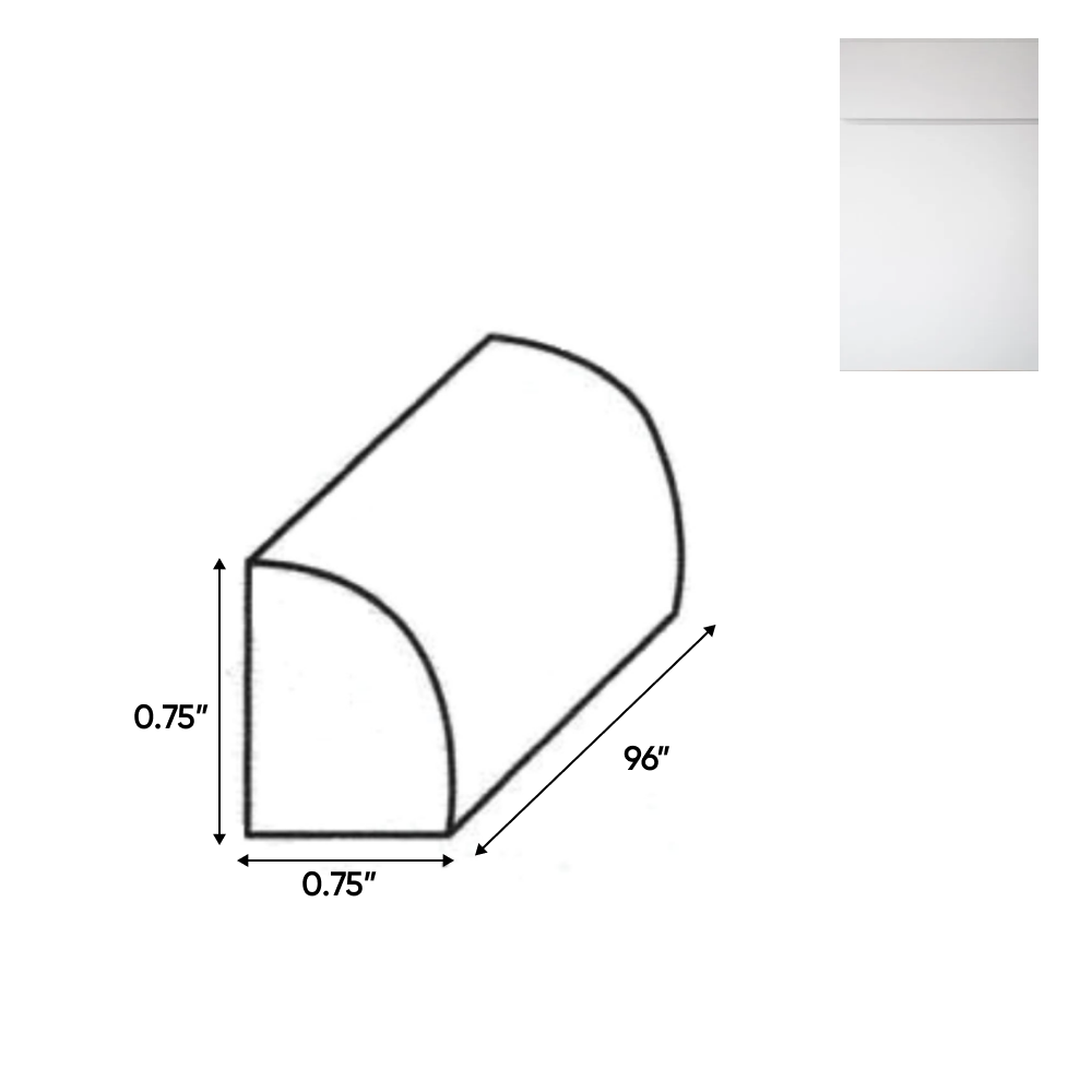 RTA - Sonoma White - Quarter Round Molding - 96"W x 0.75"H x 0.75"D - SOW-QR