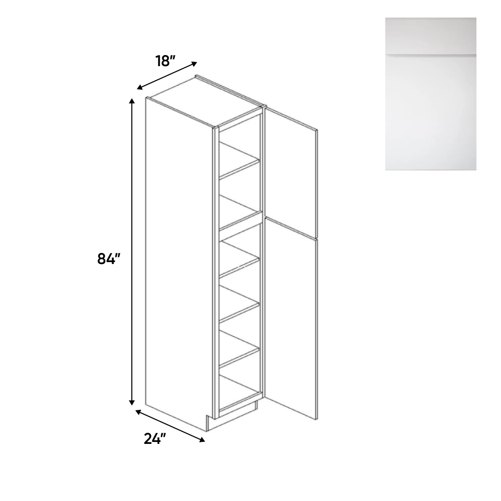 Sonoma White - Single Door Pantry Cabinets - 18"W x 84"H x 24"D - Pre Assembled