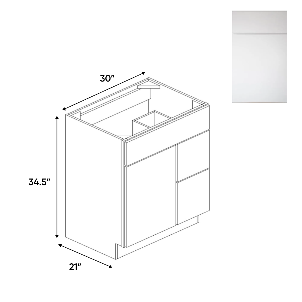 Sonoma White - Vanity Sink Drawer Base Cabinets - 30"W x 34.5"H x 21"D - SOW-VSD30L - Pre Assembled