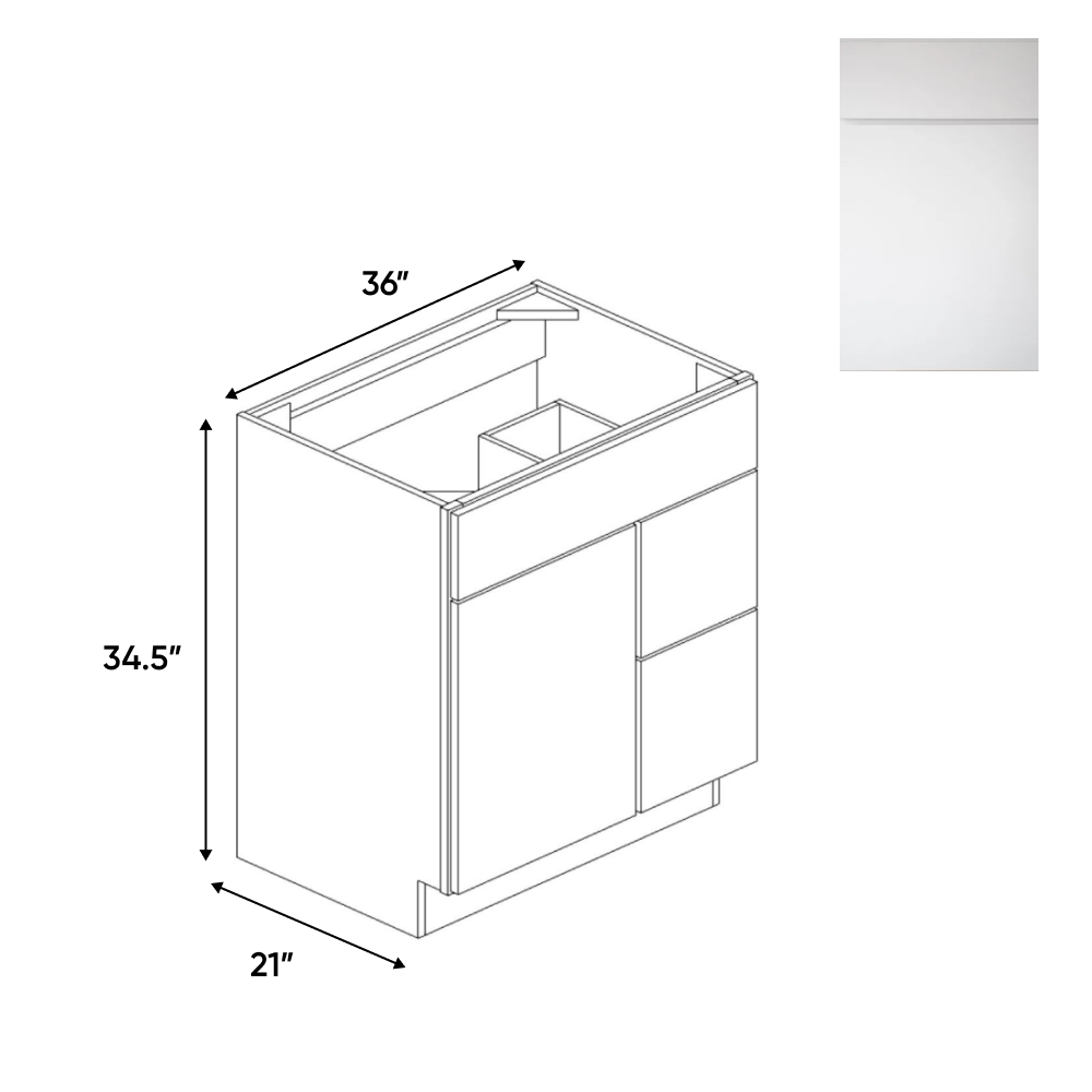 Sonoma White - 36 Inch Vanity Sink Drawer Base Cabinet - 36