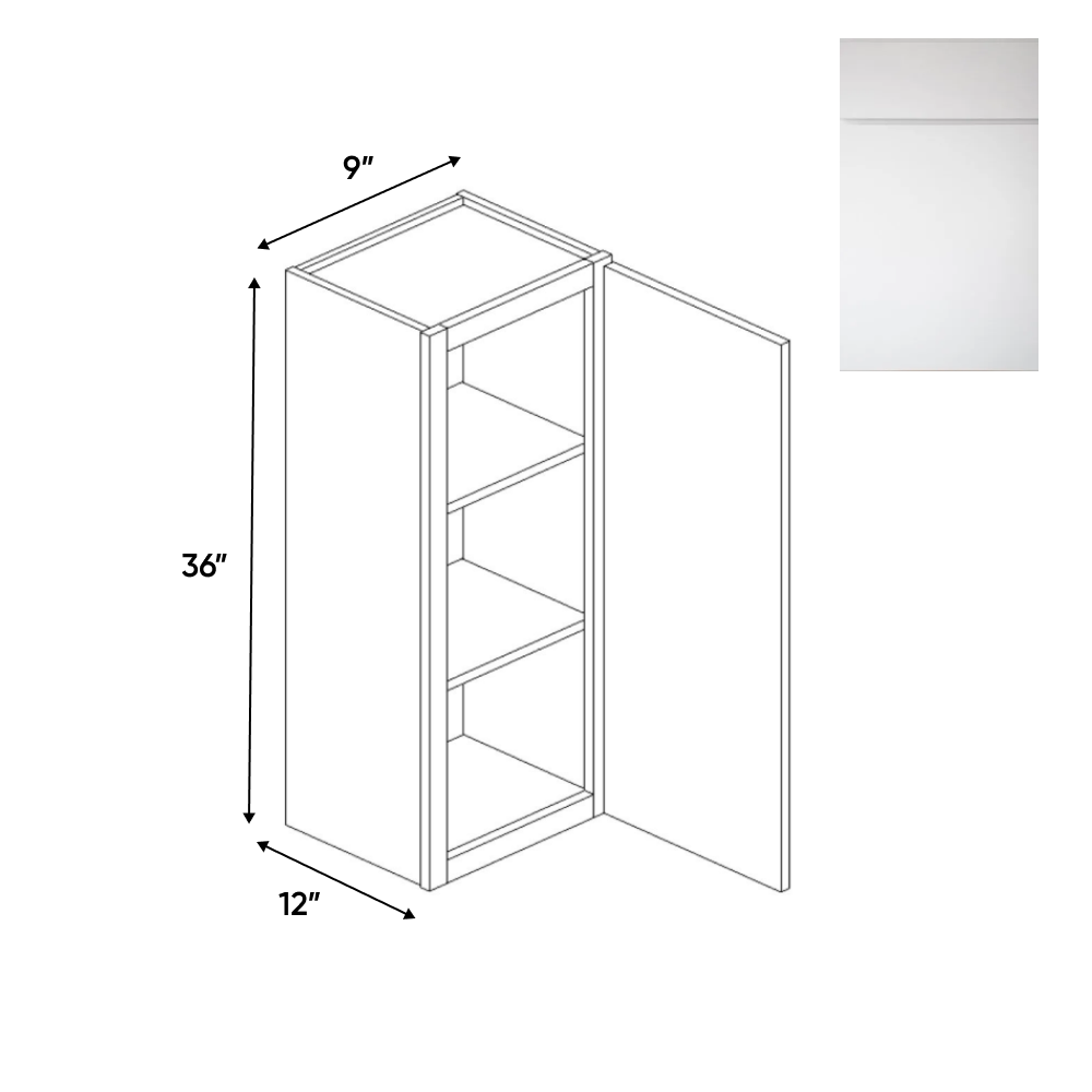 RTA - Sonoma White - 36" Height Single Door Wall Cabinets - 9"W x 36"H x 12"D