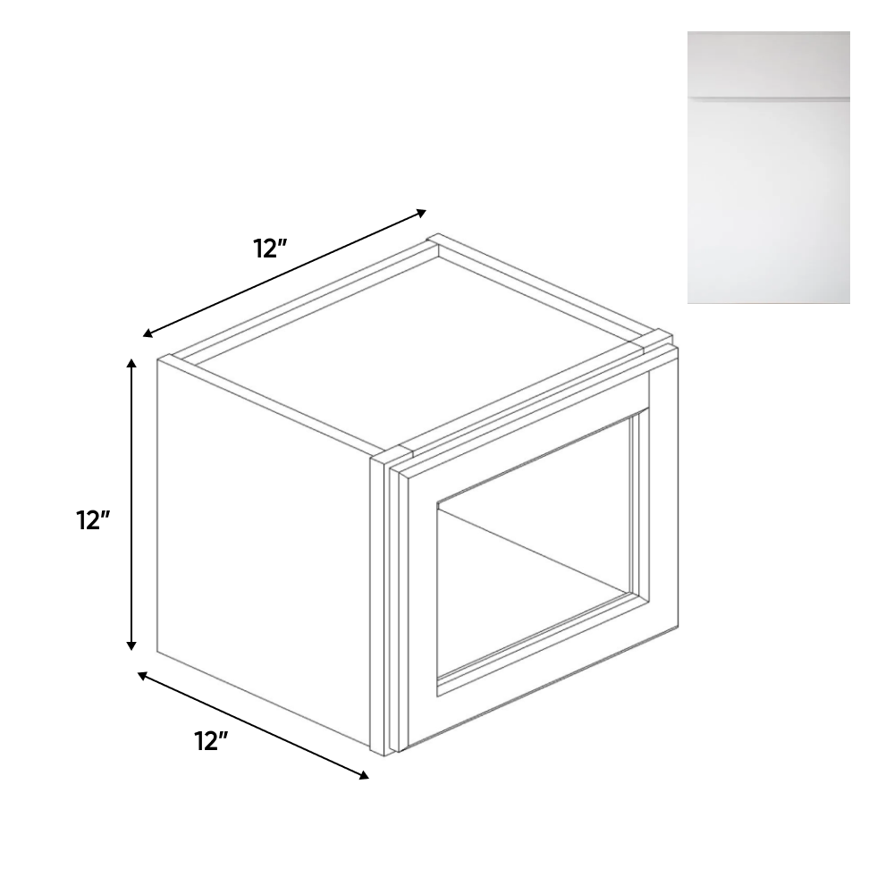 Sonoma White - Single Glass Door Wall Cabinets - 12"W x 12"H x 12"D - Pre Assembled