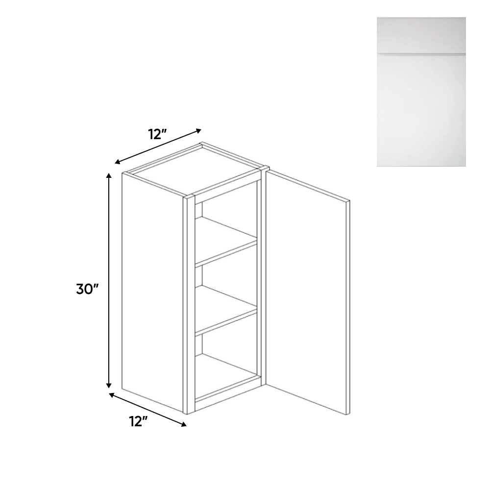 Sonoma White - 30" Height Single Door Wall Cabinets - 12"W x 30"H x 12"D - Pre Assembled