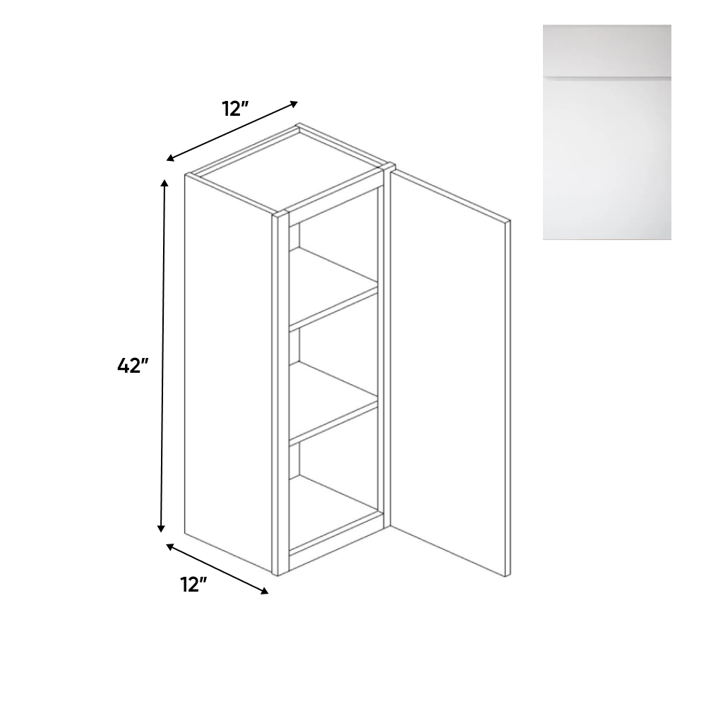 RTA - Sonoma White - 42"Height Single Door Wall Cabinets - 12"W x 42"H x 12"D
